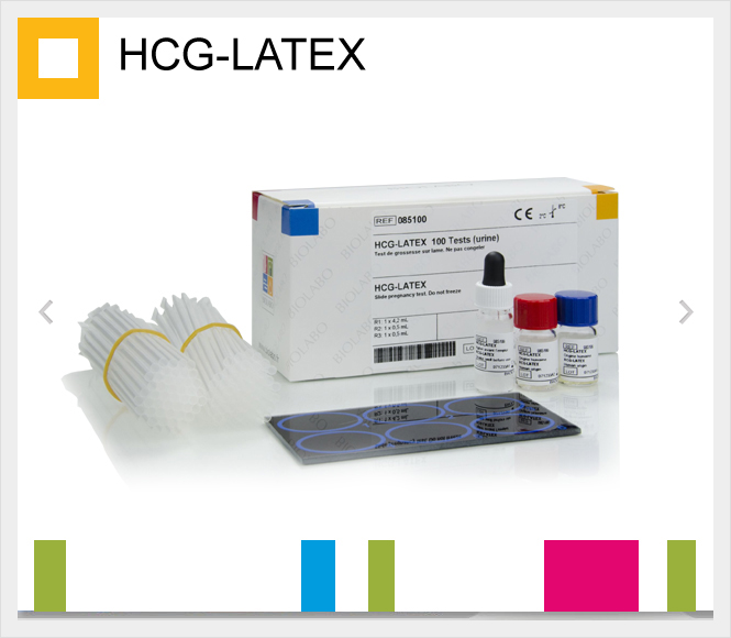 HCG-LATEX R1: 1 x 4.2 mL  R2: 1 x 0.5 mL R3: 1 x 0.5 mL 100 tests